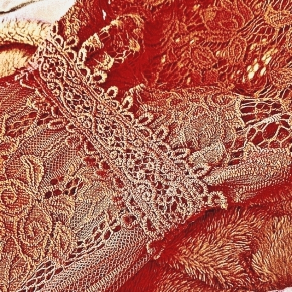 𝅺Miss Chevious LG Peony Pink Vtg Victorian Boho Long Sleeve Lace Blouse - Picture 8 of 8